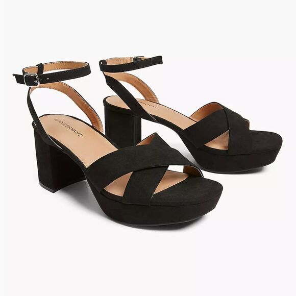 Lane Bryant strappy platform Block 3.5” heels ankle strap sandals size 10.5W - Picture 1 of 12